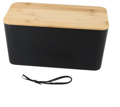 Yhenlovtt Boîte de rangement de câbles avec couvercle en bois, grande solution de rangement de fils en plastique et de gestion des multiprises pour cacher les câbles et les prises à la maison ou au