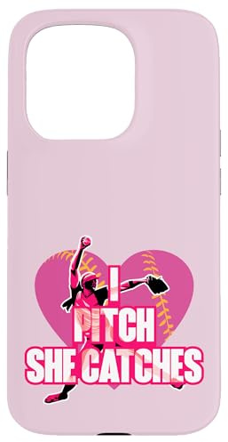 I Pitch She Catches Pichet de Softball Assorti Coque pour iPhone 15 Pro