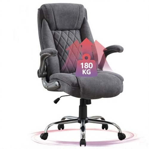 Centilab Ergonomischer Bürostuhl 180KG,Schreibtischstuhl mit Hoher Rückenlehne und Breite Sitzfläche,Hochklappbarer Armlehne,Computer Stuhl für Büro Heim Gaming