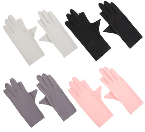 INOOMP Guantes de Protección UV para Mujer 4 Pares Media Dedo de Hielo Transpirables para Manicura y Cuidado de Uñas Accesorios para Decoración y Protección Solar