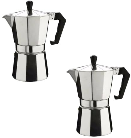 RIZZIIZ Stovetop Coffee Moka Pot, Italian Espresso Maker for Stove, Aluminium Coffee Percolator with Heat Resistant Handle, Durable Easy Brew Coffee Maker for Home Office Travel Camping, (2 Cup)