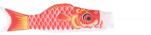 CHILDWEET Manica Vento Koinobori 70cm Bandiera Giapponese della Carpa Rossa in Poliestere Pronta da Appendere per Decorazione Esterna