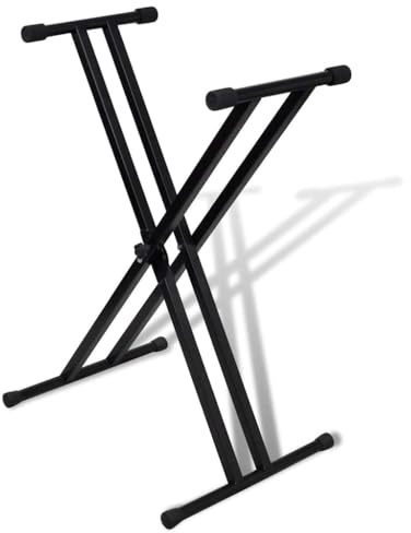 vidaXL Adjustable Heavy Duty Steel X-Frame Keyboard Stand | Anti-Slip Base | 5-Height Settings | Foldable Design - Perfect for Bands, Performers & Music Enthusiasts