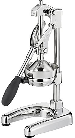 Cilio AMALFI Profi-Saftpresse / rostfreier Edelstahl / Zitruspresse Handpresse für 25% mehr Saft / geringer Kraftaufwand / 20 × 23,5 × 44 cm, Chrom / Saftpresse Manuell