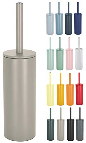 Spirella, Toilettenbürste mit Halterung aus Stahl, Modell Akira, Austauschbarer Bürstenkopf und Behälter aus Massivem Stahl, mit Hygienischem Behälter, Matt Taupefarben, 40 x 9,5 x 9,5 cm