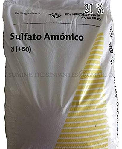 Suinga Sulfato Amónico 21%, Saco de 25 Kg de Abono | El azufre es un nutriente indispensable en todos los cultivos | Abono para Cultivos | Ideal para Árboles Frutales | Acción Inmediata