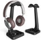 Headphone Stand,Headset Holder Stand Built in Cable Clip Organizer and Phone Holder,Universal Headset Mount Hook for All Gaming Headset Desktop Earphones-Black