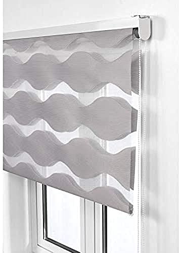 Estoralis | JEOR | Doppelrollo Keine Kassette | Doppelter Stoff, Tag und Nacht | Grau | 105 x 180 cm. (Breite/Höhe) Stoffgröße 102 x 175 cm. | Rollos für Fenster und Türen