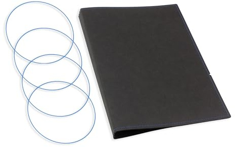 A4+, revolutionäres, nachhaltiges X17-Konzept für Notizbuch Personal Organizer und Terminplaner/Hülle für 3 Hefte! Vegan, Deutsches Zellulose-Material, Schwarz + blau, Made in Germany