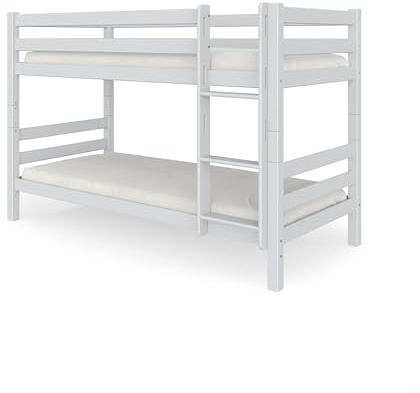 fornera f25 Massivholz Etagenbett für 2 Kinder aus Kernbuche 90x200cm - Doppelstockbett Hochbett mit Lattenrost - Kinderhochbett mit Treppe