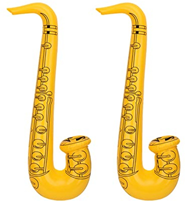 Trimming Shop Inflatable Saxophone Musical Instruments Microphone Party Supplies Favours Bag Fillers Balloons for Hen Night Stag Dress Up Party Accessory, Yellow, 2pcs
