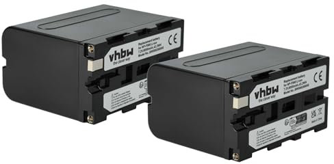 vhbw 2x Replacement Battery compatible with Sony HVR Serie HVR-HD1000E, HVR-Z1E Videocamera (6000mAh, 7.2V, Li-Ion)