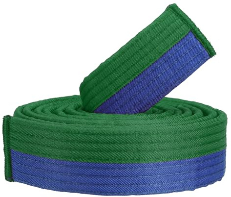 PATIKIL Cinturón de Rango de Taekwondo de Colores 1.6 x8.5ft 2.6m Cinturón de Poliéster para Artes Marciales Judo Karate para Enseñanza y Práctica de Entrenadores Verde-Azul