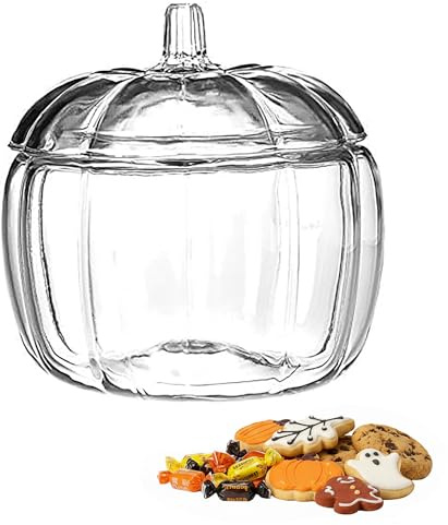 Chabrias Ltd Halloween 70 oz Clear Glass Pumpkin Jar, Halloween Sweet Bowl, Candy Bowls, Pumpkin Jar With Lid, Punch, Cookies, Sweets, Snacks, Organisation, Candle Making