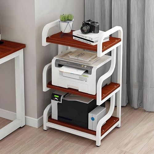 Kaverno Audio Rack HiFi Regal, 3 Etagen Stereo-Komponenten-Rack/Schrank, Audio Rack HiFi Regal 3 Etagen, Audio-Video-Medienschrank Mit Rollen, Kleines Regal, Verstärker-Rack-Regal(Red)