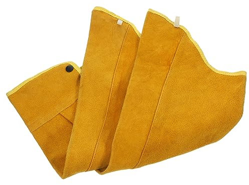 Uonlytech Protector Mangas De Soldadura De Piel De Vacuno Resistente Al Calor y Abrasión Cubre Brazos Para Soldador Amarillo