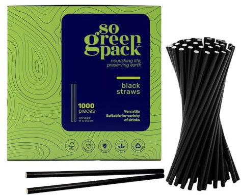 SoGreenPack Paquete de 1000 pajitas de papel desechables biodegradables de 7.75 pulgadas, ecológicas, paquete a granel de pajitas de papel duraderas para cócteles de Acción de Gracias, fiestas de bar