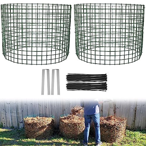 Large Expandable Outdoor Compost Bin Set 2 Pack Wire Compost Tumbler Bins for Yard Waste Kitchen Scraps and Grass Clippings 24in Size