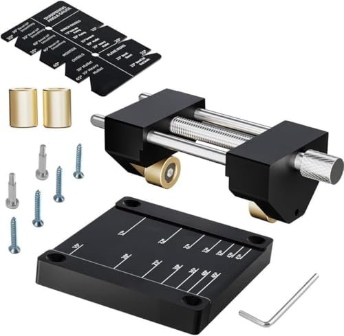 Meißelschärfset für Meißel und Hobel, Schleifführung für 15 Bis 45 Grad,Schleifführung aus Aluminiumlegierung,Zum Schärfen von Meißeln, Festwinkelschärfer + Messbrett (Festwinkelschärfer + Messbrett)