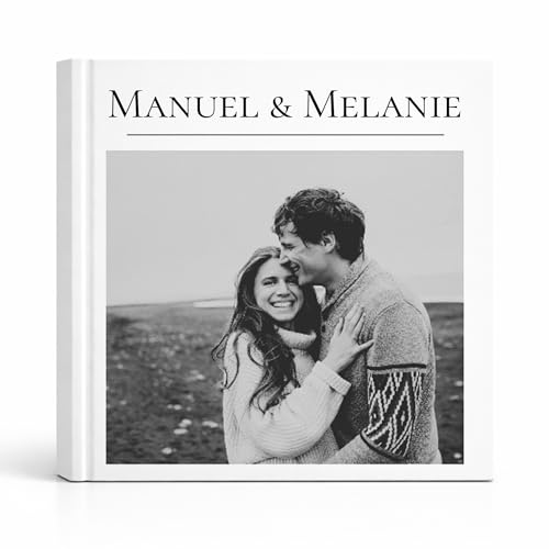 Gästebuch Hochzeit personalisiert mit Foto – Hochzeitsbuch Hardcover mit Linien – Erinnerungsbuch für Gäste – Gästebuch zur Hochzeit (60 Seiten/30 Blatt)