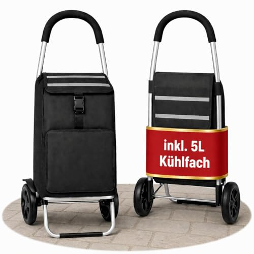 Einkaufstrolley klappbar 56L mit separatem Kühlfach 5L Wasserdicht