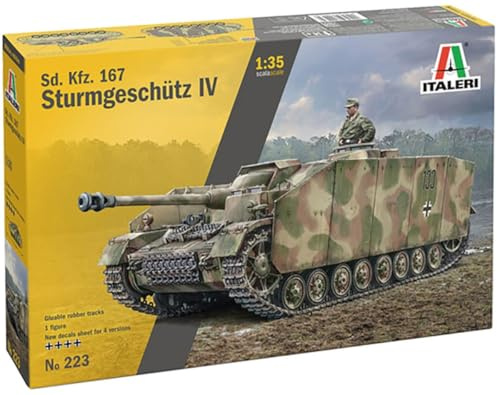 Italeri 0223 1:35 Dt. Sd.Kfz.167 Sturmgeschütz IV - Modellbau, Bausatz, Standmodellbau, Basteln, Hobby, Kleben, Plastikbausatz, detailgetreu, Panzer Bausatz, Militär, Mehrfarbig