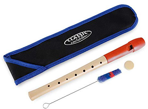 Classic Cantabile Pivella C-Sopran Blockflöte - Aus Ahornholz mit Kopf aus Kunststoff, dadurch ideal für Einsteiger - Deutsche Griffweise - Inkl. Etui, Grifftabelle, Wischerstab und Korkfett - Rot