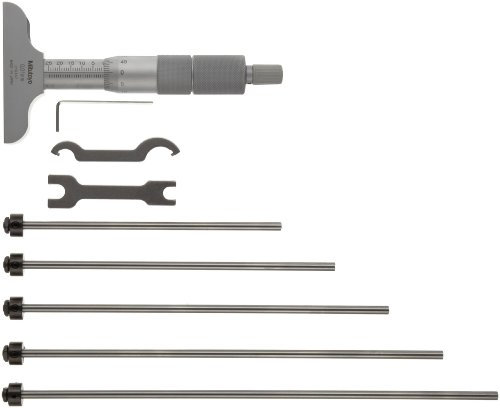 Mitutoyo 129-112 Tiefenmessschraube mit Stab-Messeinsätzen, 0-150 mm