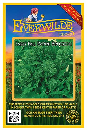 Everwilde Farms - 500 Early Fall Rapini Broccoli Seeds - Gold Vault Jumbo Seed Packet