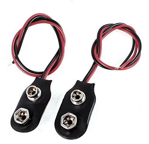 sourcing map 2 Stücke 18cm Draht 9V 9 Volt Knopfzelle Batteriehalter Connector Kabel I Typ