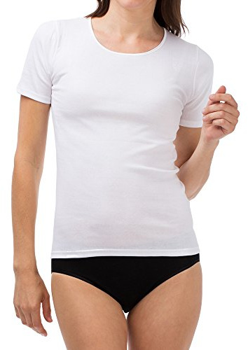 SCHÖLLER 3er Pack Damen Unterhemd Kurzarm I Damen Shirt I 51140-44-561 I Größe 44 I Farbe Weiß