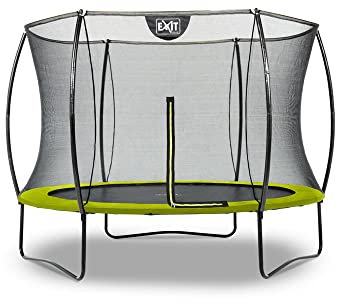 EXIT TOYS Silhouette Trampolin - ø244cm - Kompaktes Rundes Gartentrampolin Outdoor für Kinder - Mit Sicherheitsnetz und Fußschutzsystem - Preisgünstig - Sicherer Einstieg - Gute Sprungkraft - Grün