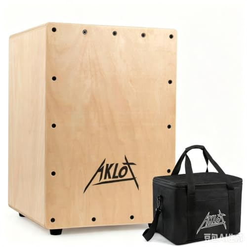 AKLOT Cajon Drum Box 25,4 cm Cajons Percussion Instrument Compact Acoustic Jam Cajons Betula Wood Percussion Box Internal Adjustable Snares with Gig Bag