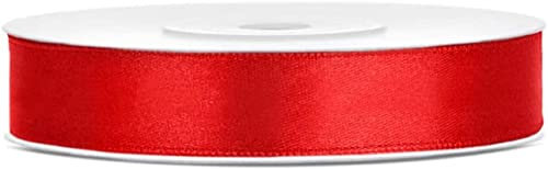 Libetui 25 Meter Satinband Rot 12mm rotes Schleifenband Geschenkband Rotes Band Dekoband Rote Bänder rote Schleife Geschenk Geburtstag Hochzeit