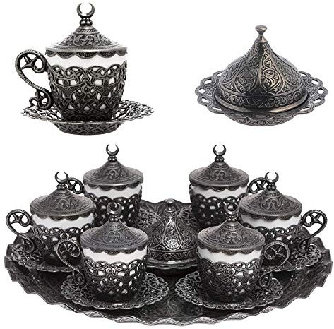 Alisveristime Juego de 27 tazas de café expreso turco, griego, árabe (Gelincik) (negro)