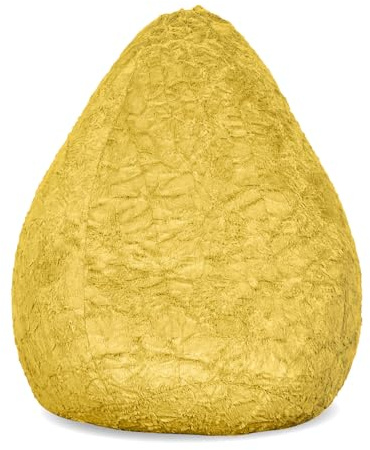 Lumaland Beanbag PUF otomano Niño Peluche XL Comfortline 120 lt Funda Peluche y Costuras reforzadas. Amarillo