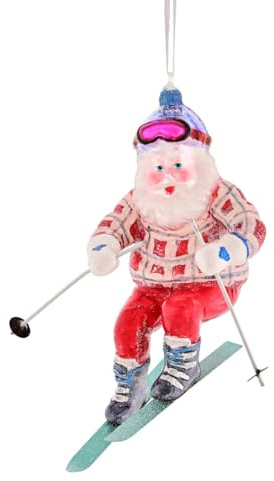 Gift Company Santa auf Skiern Christbaumschmuck, Glas-Polyresin, 12,5cm