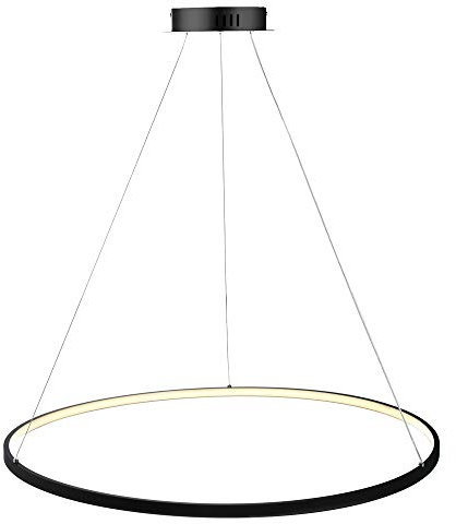 Kreis LED Pendelleuchte Modern Metall Acryl Aufgehängt Kronleuchter Verstellbar Insel Hängelampe Für Wohnzimmer Küche Schlafzimmer,Black+Warm White-40cm 25W