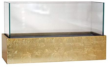 VIVANNO Windlicht Kerzenhalter Gold Hochglanz Rechteckig CANDELITO 50 cm | Deko-Laterne aus Fiberglas - inkl. abnehmbarem Glasaufsatz - fuer Wohnzimmer & geschuetzten Aussenbereich - 50x20x29 cm