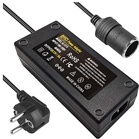 BYGD KFZ Netzadapter 10A 120W, Spannungswandler 230v auf 12v Adapter | 120W Stabile Ausgangsleistung 12V 10A, Kompaktes Gehäuse, Vielseitig Nutzbar für Reifenfüller, Autostaubsauger und Autogeräte