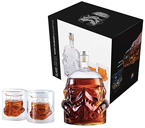 Xbtianxia - Set di decanter per whisky, con 2 bicchieri, caraffa da whisky, per vino, scotch, borbono, Vodka, liquore, 750 ml