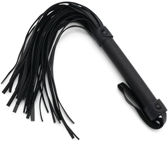 BONDAGERIE® Frustino flògger Total Black in ecepelle nero