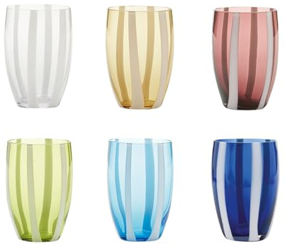 Zafferano Gessato Tumbler Set 6 Bicchieri Acqua Colori Vari