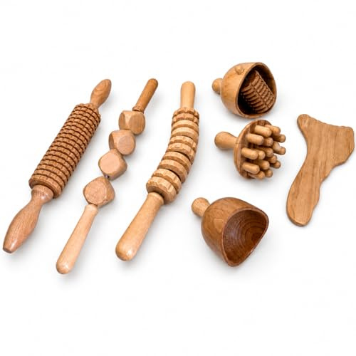 Kit Corporal y Anticelulítico 7 Elementos Classic |Maderoterapia | Fabricados en Madera de Pino y Loto Natural I Diseñado por Maderoterapia Estética España®