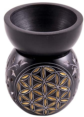 Blume des Lebens, Kugel Aromalampe schwarz - gold