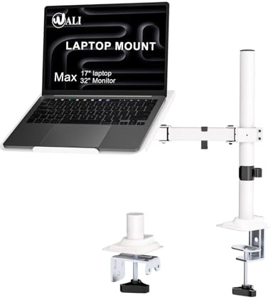 WALI Support de bureau pour ordinateur portable de 17, bras simple réglable avec support pour ordinateur portable pour écran de 32, support pour ordinateur portable avec plateau ventilé, jusqu'à 10