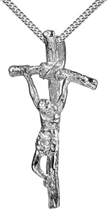 JEVELION Kreuzkette 925 Sterlingsilber Silber-kreuz Jesus Christus Kruzifix für Damen und Herren als Kettenanhänger mit Schmuck-Etui und Halskette