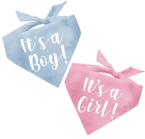 Hundehalstuch-Set mit Aufschrift It's A Boy & It's A Girl, Enthüllung des Geschlechts, Baby-Ankündigung, Fotoshooting-Requisite, Babyrosa und Babyblau, 2 Stück, Einheitsgröße (57) GB