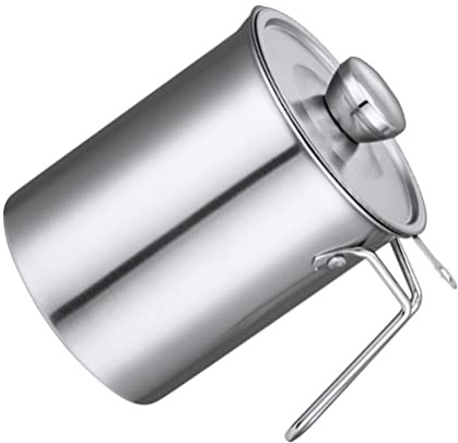 1.5L Ölsieb Topf Fettkanne Fettbehälter Mit Sieb Fettfilter Topf Öltopf Sojasauce Topf Olivenöl Behälter Saucenkanne für Restaurant Zuhause Sojasauce Sauciere Essig Milch Spender