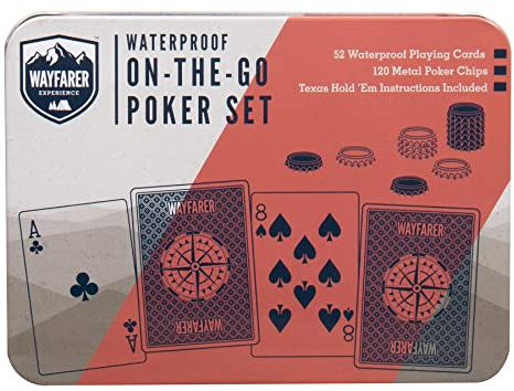 Fizz Creations - Wayfarer On The Go Poker Set | Wasserfeste Premium Spielkarten für Texas Holdem Poker | Kartenspiel Kartendeck Skatkarten | Reisespielkarten | Geschenk für Geburtstag, Party